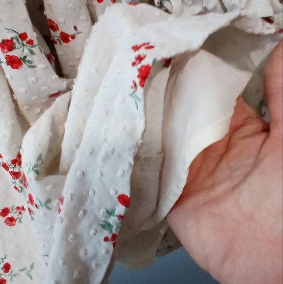 Floral Milkmaid Cottagecore Puff Sleeve Peplum Nap Dress Women's Medium - Picture 8 of 10